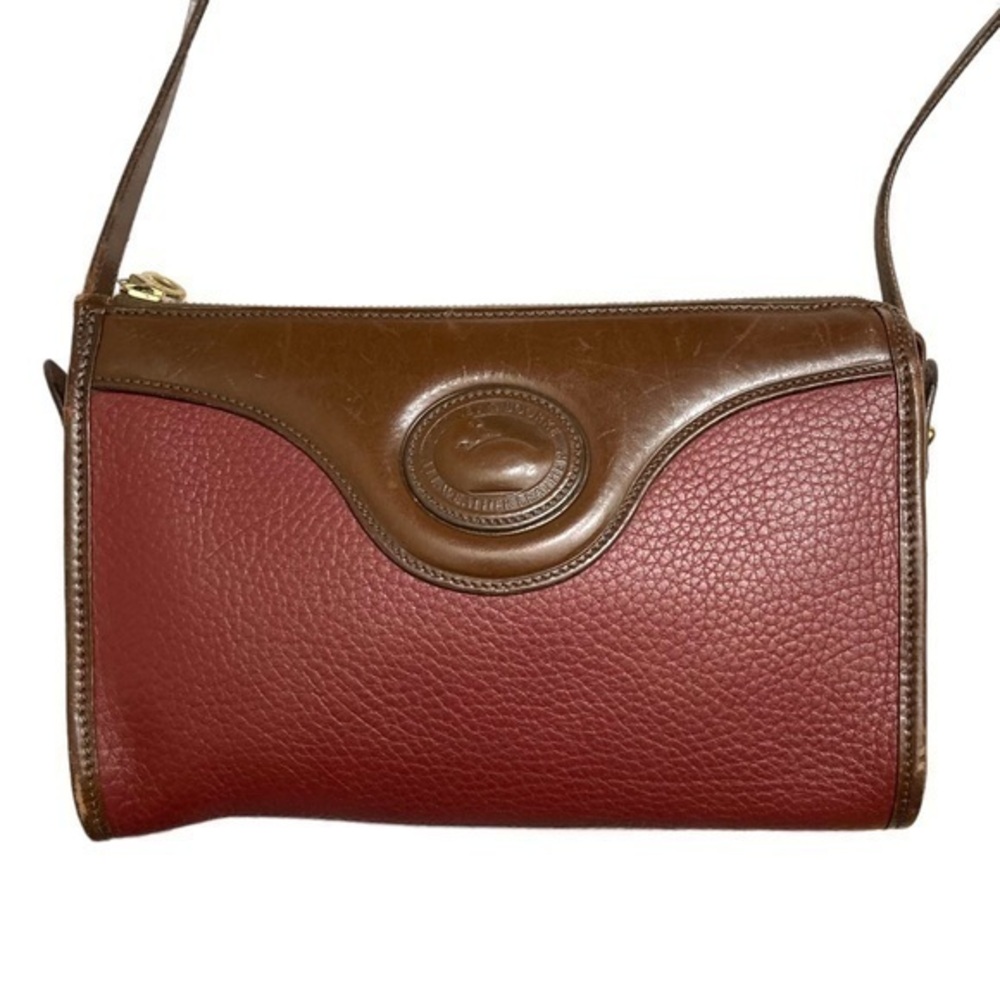 Dooney and Bourke burgandy red and brown crossbody bag talon zipper RARE